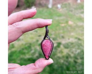 Thulite Wire Wrapped Necklace Pendant